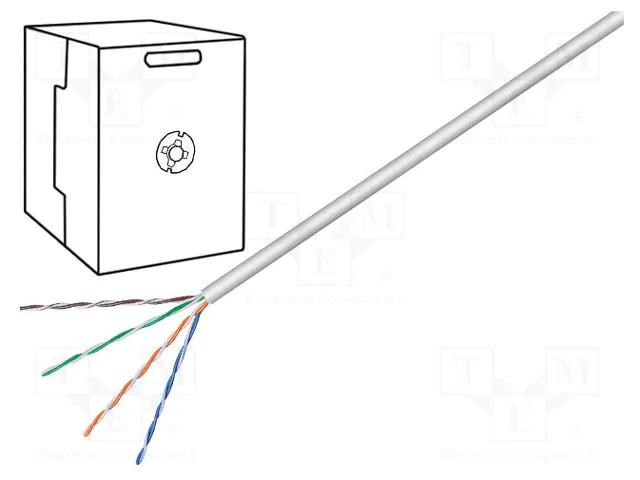 Wire; U/UTP; 4x2x24AWG; 6; stranded; CCA; PVC; grey; 305m Goobay U/UTP6-FCCA-305