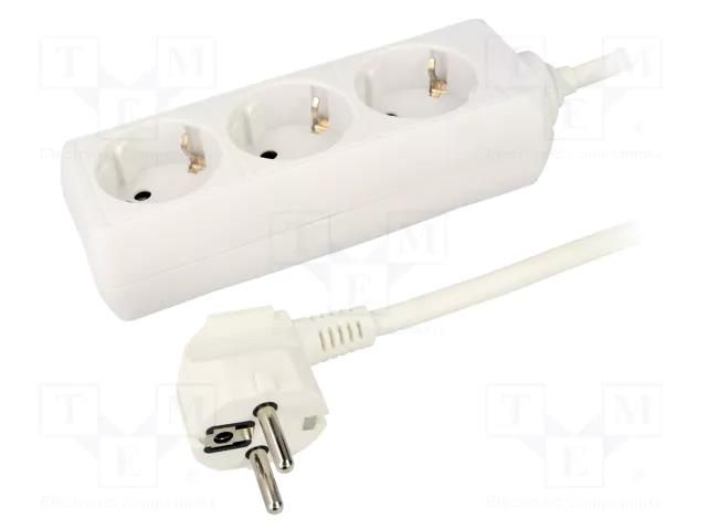 Plug socket strip: supply; Sockets: 3; 230VAC; 16A; white; 1.4m LOGILINK LPS205