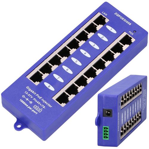 Extralink 8 Port | Gigabit PoE Injector | 8x 1000Mb/s RJ45, Mode B, EXTRALINK EX.6365 5902560366365