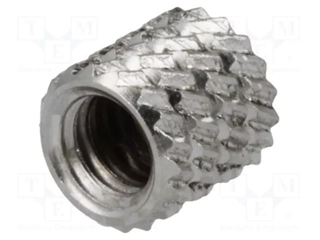 Threaded insert; brass; nickel; M4; L: 5.9mm; Øout: 5.95mm DREMEC DR11M4NI