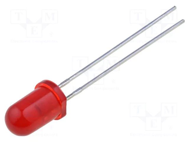 LED; red; 5mm; 1000÷1800mcd; 30°; Front: convex; 2.1÷2.5VDC KINGBRIGHT ELECTRONIC L-53SRD-J4