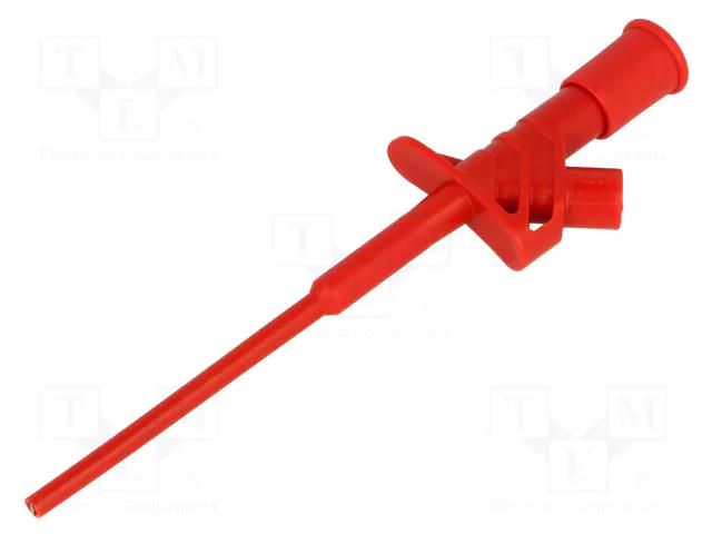 Clip-on probe; pincers type; 10A; red; Grip capac: max.4mm; 4mm AXIOMET AX-CP-07-R