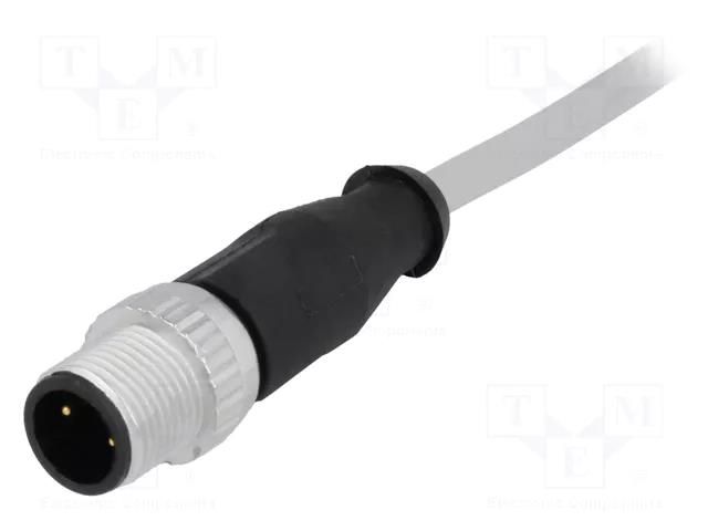 Connector: M12; plug; male; PIN: 3; straight; cables; 2m HARTING 21348400383020