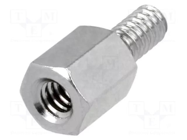 Screwed spacer sleeve; 6mm; Int.thread: UNC4-40; brass; nickel DREMEC TFM-6/6/DR2100
