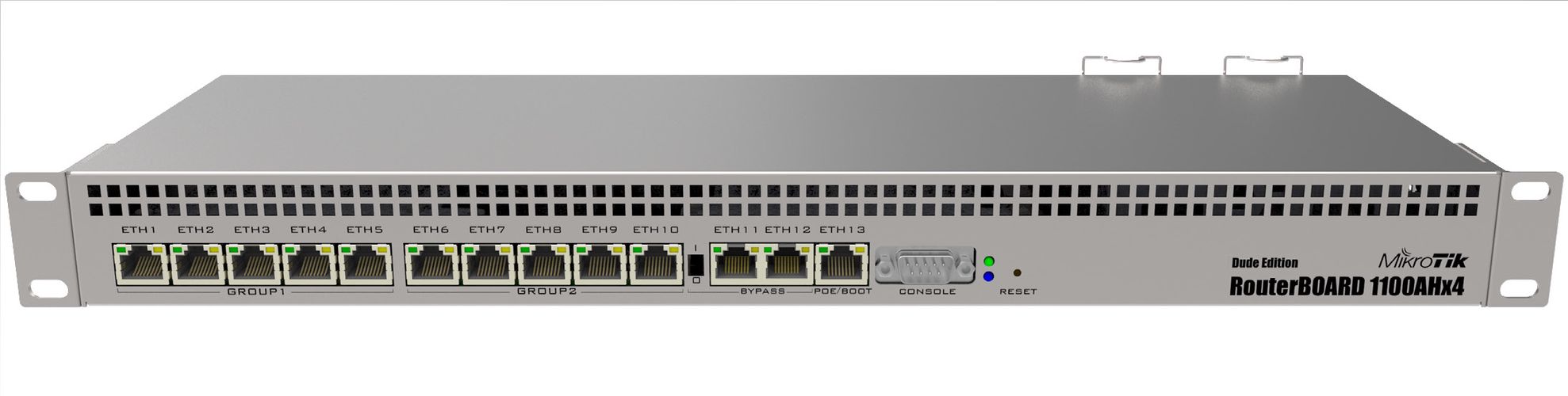 MikroTik RB1100AHx4 Dude Edition | Router | 13x RJ45 1000Mb/s, 1x microSD, 2x SATA, 2x M.2, 60GB drive included, MIKROTIK RB1100DX4 4752224002648