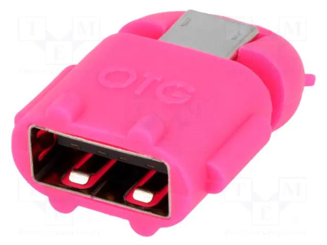 Adapter; OTG,USB 2.0; USB A socket,USB B micro plug; pink LOGILINK AA0065