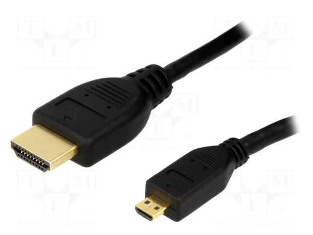 Cable; HDMI plug,micro HDMI plug; PVC; Len: 1.5m; black; HDMI 1.4 LOGILINK CH0031