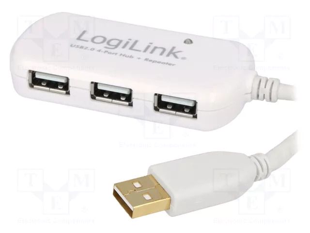 Hub USB; USB A socket x3,USB A plug; USB 2.0; PnP,repeater USB LOGILINK UA0108