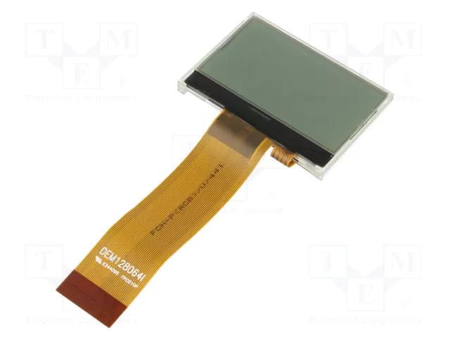 Display: LCD; graphical; 128x64; STN Negative; 55.2x39.8x5mm; 1.9" DISPLAY ELEKTRONIK DEM128064ISBH-PW-N