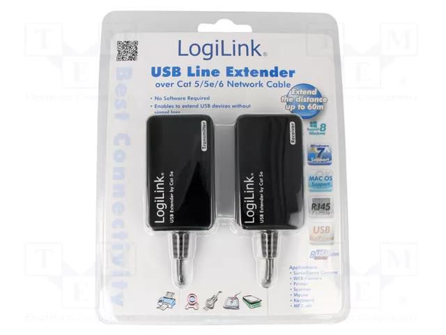 USB extender; USB 1.1,USB 2.0; 0.3m; 480Mbps; Range: 60m LOGILINK UA0021D