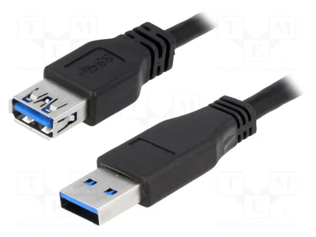 Cable; USB 3.0; USB A socket,USB A plug; nickel plated; 3m; black LOGILINK CU0043
