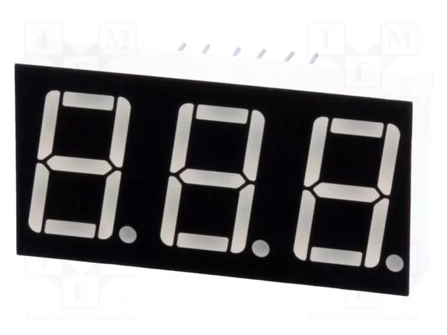 Display: LED; 7-segment; 14.22mm; 0.56"; No.char: 3; red; 11.6mcd WENRUN LTD056BUE-103A