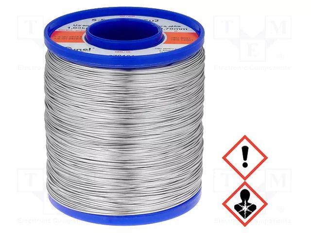 Tin; lead-based; Sn60Pb38Cu2; 0.7mm; 1kg; reel; 183°C; 2.2% CYNEL LC60M2-0.7/1.0