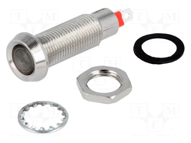 Indicator: LED; recessed; yellow; 24VDC; Ø8.1mm; IP67; connectors MARL 508-521-22