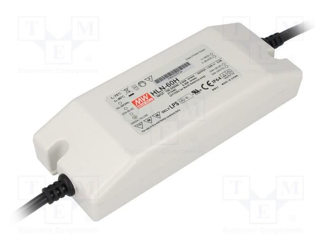 Power supply: switching; LED; 60W; 30VDC; 2A; 90÷305VAC; 127÷431VDC MEAN WELL HLN-60H-30B