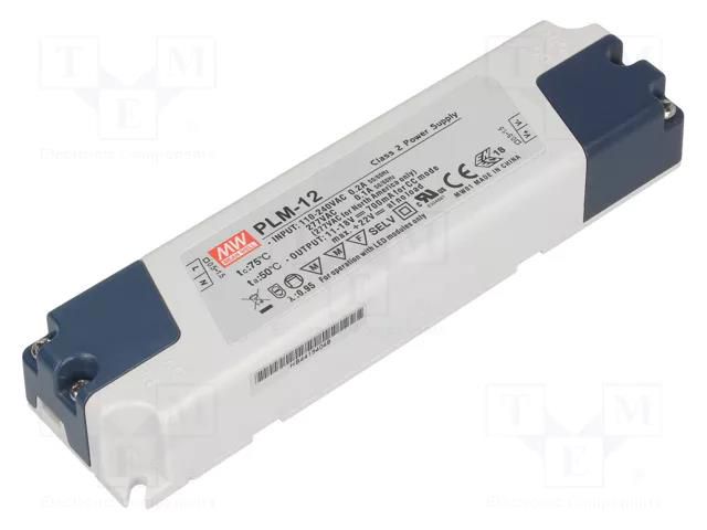 Power supply: switching; LED; 12.6W; 7÷12VDC; 1050mA; 110÷295VAC MEAN WELL PLM-12-1050