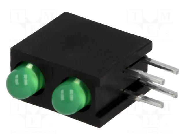 LED; in housing; 3mm; No.of diodes: 2; green; 20mA; 60°; 8÷20mcd KINGBRIGHT ELECTRONIC L-934DB/2GD