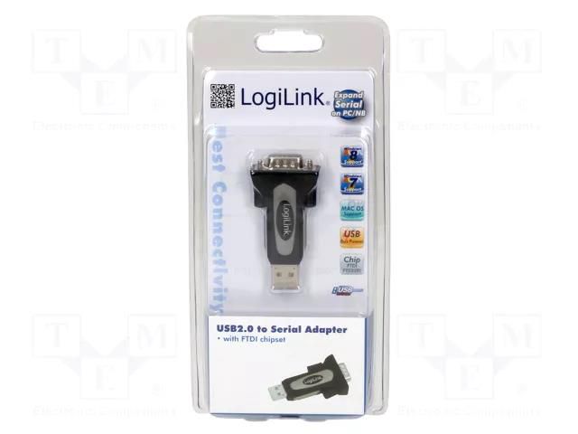 USB to RS232 converter; D-Sub 9pin plug,USB A plug; USB 2.0 LOGILINK AU0034