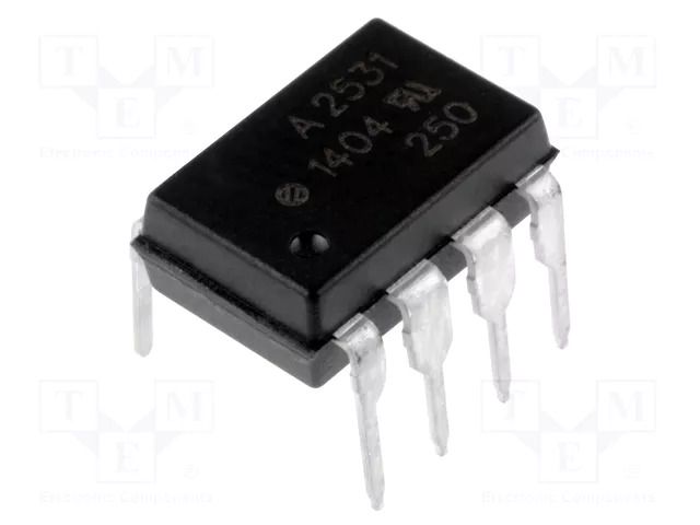 Optocoupler; THT; Ch: 2; OUT: transistor; 3.75kV; 1Mbps; DIP8 BROADCOM (AVAGO) HCPL-2531-000E