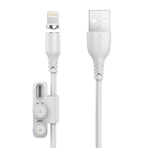 Foneng X62 Magnetic 3in1 USB to USB-C / Lightning / Micro USB Cable, 2.4A, 1m (White), Foneng X62 3 in 1 / White