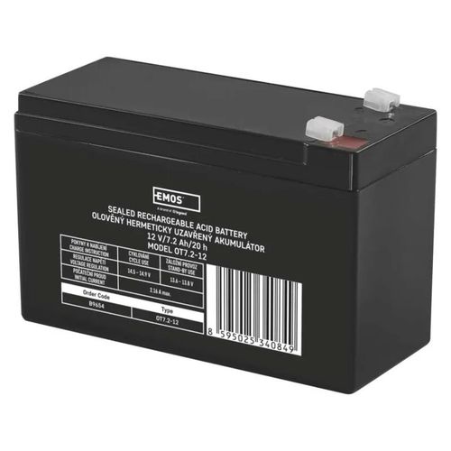 SLA battery 12V 7,2Ah faston 4,7 mm, EMOS B9654 8595025340849