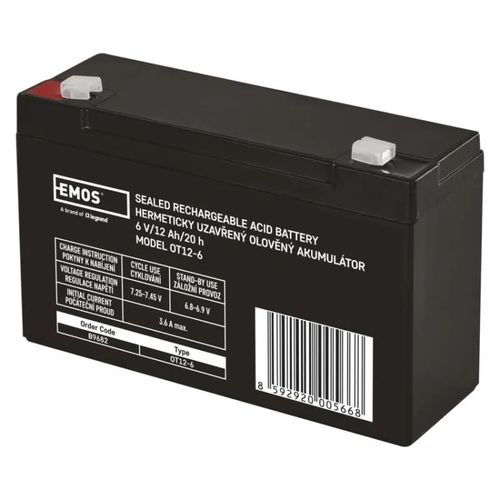 SLA battery 6V 12Ah faston 4,7 mm, EMOS B9682 8592920005668