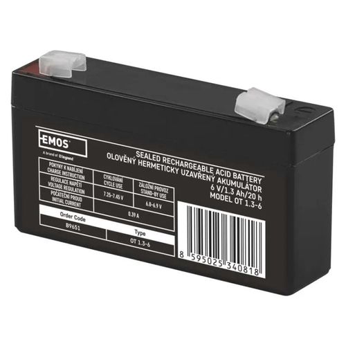 SLA battery 6V 1,3Ah faston 4,7 mm, EMOS B9651 8595025340818