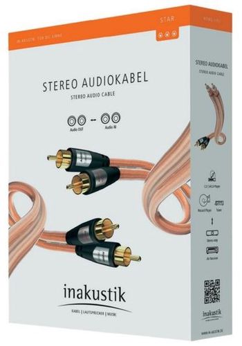 Cable 2xRCA - 2xRCA plugs 5.0m AU plugs, inakustik STAR 2xRCA-2xRCA/5.0/STAR 4001985511143