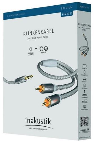 Кабель 2xRCA - 3,5 мм штекеры 3,0 м AU штекеры, inakustik PREMIUM 2xRCA-3.5mm/3.0/PREM 4001985507894