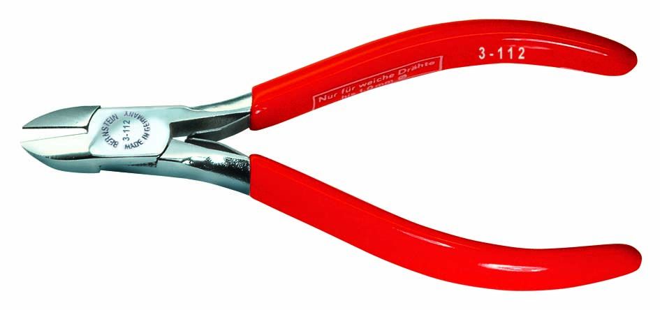 Side cutters, 120 mm,  with slim rounded head, without side face, red insulation 3-112-2