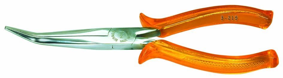 Snipe long nose pliers, 185 mm, oval-pointed, bent, BERNSTEINIT insulation 3-215-1