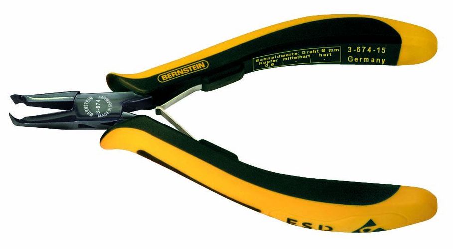 Top cutters EUROline-Conductive, 130 mm, cutting edge outside, without side face, dissipative bicoloured handguard 3-674-15