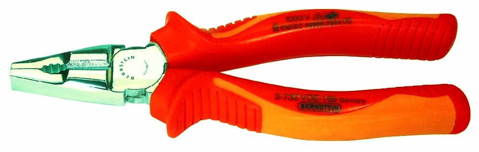Combination pliers, 170 mm, bicoloured VDE safety insulation 3-732 VDE