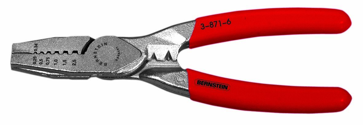 Pressing pliers for multicore cable end, 155 mm, 0,25 - 2,5 mm2, red insulation 3-871-6