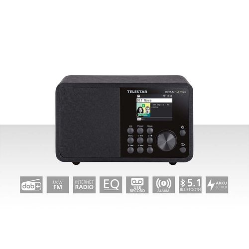 DIRA M 1 A Mobile EWF Battery-operated Mono Multifunction Radio DAB+ / FM / Internet / Bluetooth Black 30-011-02 4024035011028