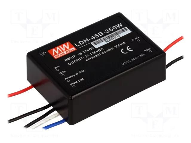 Converter: DC/DC; 44W; Uin: 18÷32VDC; Uout: 21÷64VDC; Iin: 2A; cables MEAN WELL LDH-45B-700W