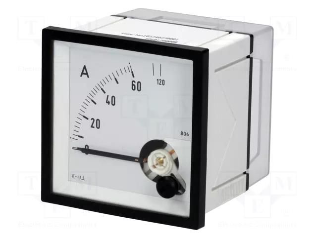 Ammeter; on panel; I AC: 0÷60A,120A; True RMS; Class: 1.5; 45÷65Hz Gossen Müller & Weigert EQN72-60/120A