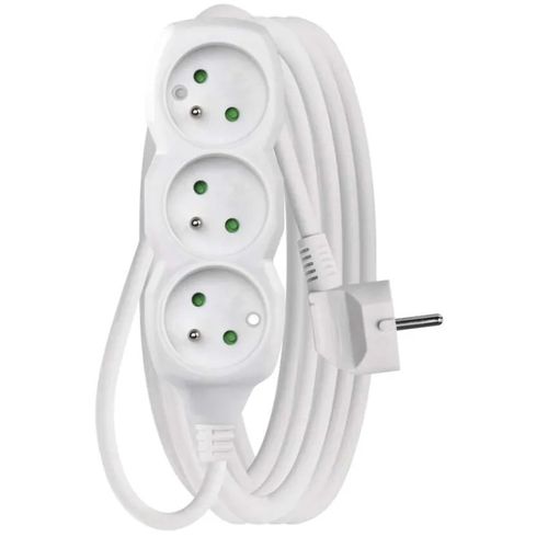 Extension Cord 5 m / 3 sockets / white / PVC / 1 mm2, EMOS P0315 8595025301055
