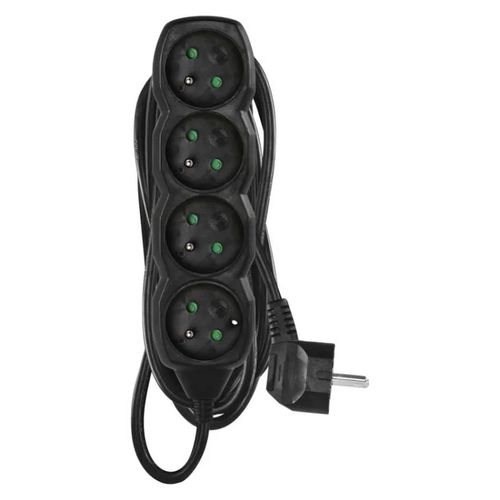 Extension Cord 5 m / 4 sockets / black / PVC / 1 mm2, EMOS PC0415 8595025365446