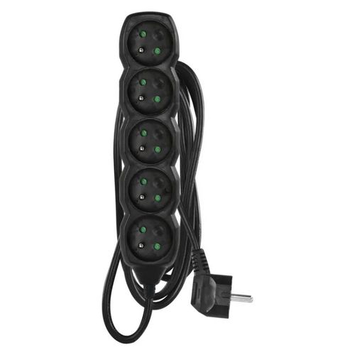 Extension Cord 3 m / 5 sockets / black / PVC / 1.5 mm2, EMOS PC0513R 8592920112175