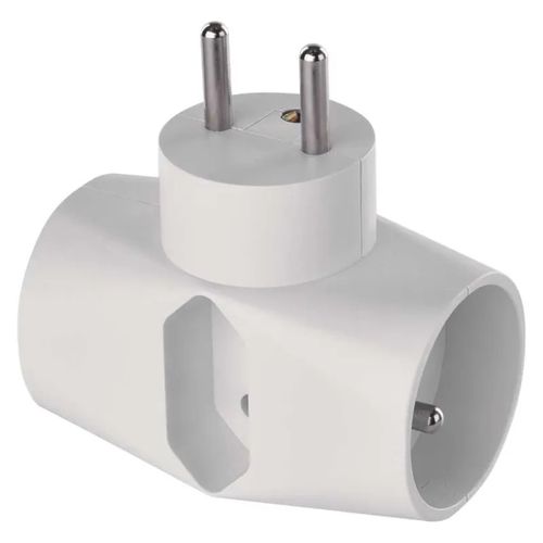 Multiple Socket 2× round + 1× rectangular, white, EMOS P0023N 8592920124550