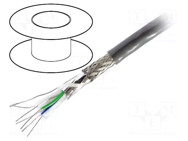 Wire; 3x2x24AWG; RS485; stranded; Cu; Insulation: PVC; chrome; 30m BELDEN 9843.060100