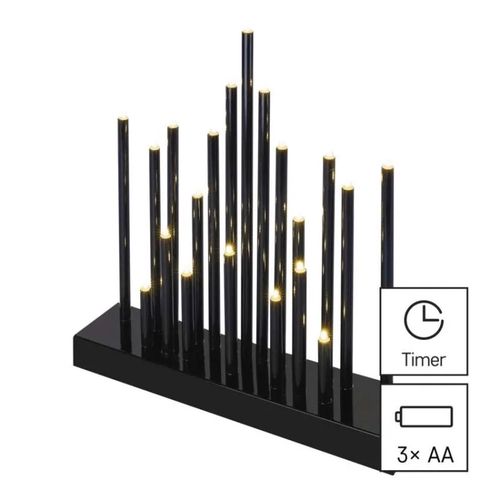 LED candlestick, black, 27.5 cm, 3x AA, indoor, warm white, timer, EMOS DCAW04 8592920093252