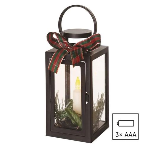 LED decoration – Christmas lantern with candle, black, 20 cm, 3x AAA, indoor, vintage, EMOS DCLV14 8592920098851