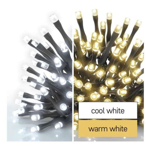 LED Christmas chain 2-in-1, 10 m, outdoor and indoor, warm/cool white, programmes, EMOS D4AL05 8592920095805