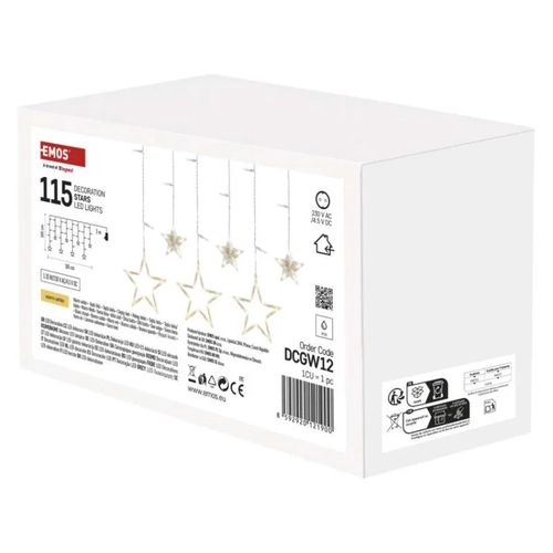 LED Christmas curtain – stars, 185x105 cm, indoor, warm white, EMOS DCGW12 8592920121900
