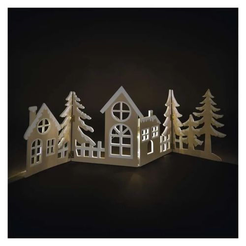 LED decoration, wooden - village, 60 cm, 2x AA, warm white, timer, EMOS DCWW41 8592920147313