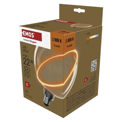 LED Bulb DECO G130SRA / E27 / 4 W (22 W) / 220 lm / flame, EMOS Z5CS11 8592920148716
