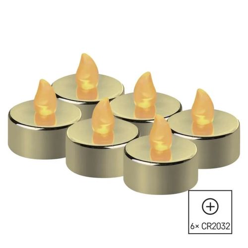 LED decoration – 6x tealight, gold, 6x CR2032, indoor, vintage, EMOS DCCV13 8592920093764