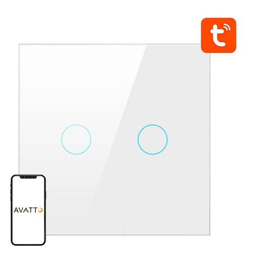 Smart Light Switch ZigBee Avatto ZTS02-EU-W2 2 Way TUYA (white), Avatto ZTS02-EU-W2